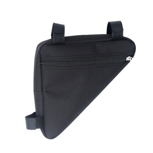 Bolsa triangular para bicicleta de estrada, preta, com zíper, de alta capacidade, pequena e multifuncional. 1