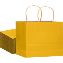 Grand sac cadeau avec poignées, lot de 32 sacs en papier jaunes, usages multiples (larges et larges).