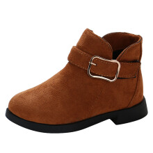 Girls Boots Fashion Solid Color Short Style Durable Girls Boots for Everyday Style,Z01 Brown,9-9.5 Years