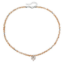Modieuze handgemaakte kralenketting met hartvormige hanger, verstelbare glazen kralen, sieraad voor trendy vrouwen