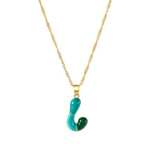 Personalized Colorful Letter Necklace Sturdy Alloy Adjustable Length Neck Chain