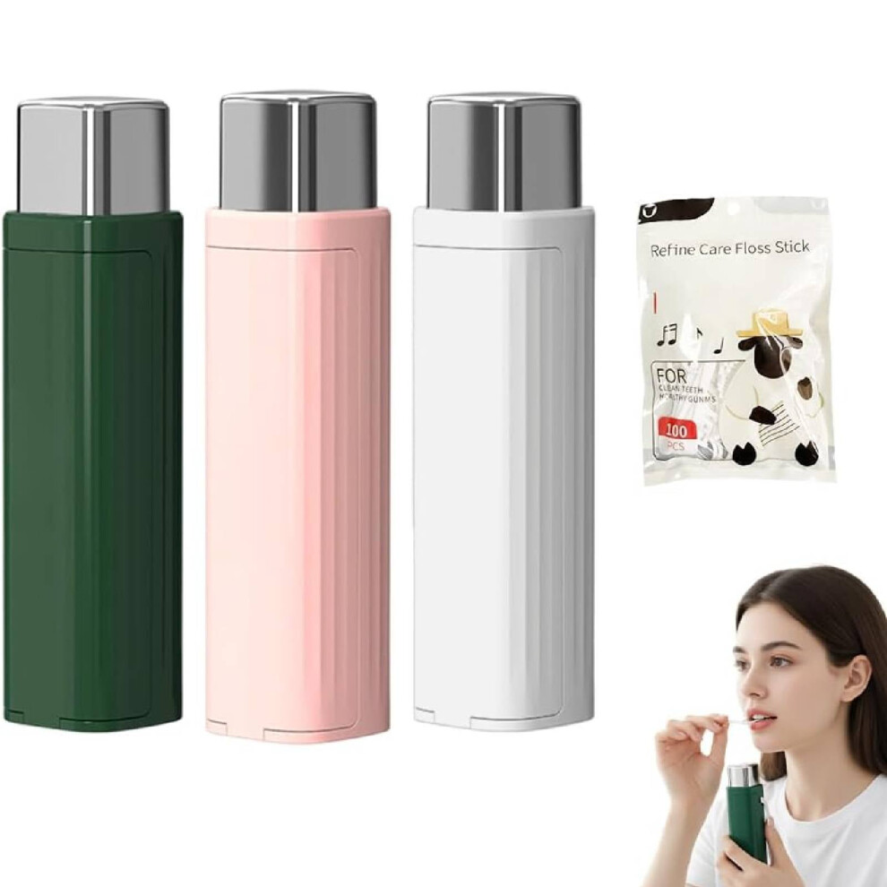Portable Floss Pick Dispenser Box with Dental Floss, Refillable Organizer for Travel, Hotels & Dating (3PCS), compatible with standard floss picks