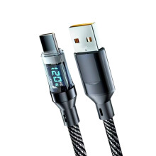 120W USB til Type C-kabel Telefon Superhurtig Ladekabel Med LED-skjerm Dataoverføringskabel For