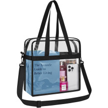 Bolsa transparente para eventos em estádios, 30x15x30 cm. Bolsa de tecido transparente para shows, esportes e festivais.