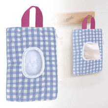 Quilted Baby Wipe Holder – Refillable Wet Wipe Dispenser & Diaper Pouch, Compact Organizer for Travel, Car, Stroller, Home – Light Blue