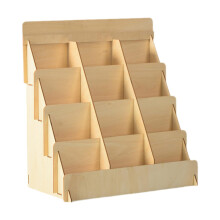 Présentoir à cartes de vœux en bois à quatre niveaux, spacieux et facile à ranger, idéal pour les salons d'artisanat et les comptoirs de vente