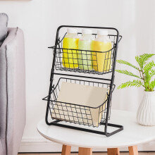 Grand organisateur de comptoir de cuisine en métal | Panier à fruits et légumes à 2 niveaux | Étagère de rangement pour pain, oignons et pommes
