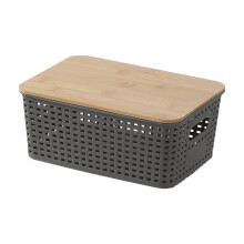 Plastic Storage Baskets With Lid,Stackable Storage Containers,for Organizing Shelves Drawers Desktop Closet Bedroom Playroom Classroom Office(H)