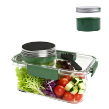 Fiambrera bento para ensalada a prueba de fugas con compartimento para salsas.