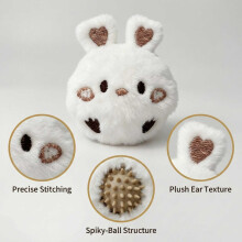 Adorable pelota de peluche con espinas para mascotas, con cara de animal de dibujos animados bordada, textura suave y afelpada, juguete interactivo