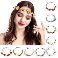 Haarreif für Damen, böhmischer Blumenkranz mit Blattdetails – Haaraccessoire für Festivals, Hochzeiten, Strandpartys, Weiß, Einheitsgröße