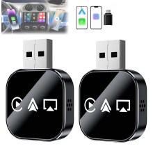 2 Stück kabelloser CarPlay Mirror Link Adapter, 3-in-1 kompatibel mit AirPlay/Android Auto/CarPlay, Plug & Play USB, Mini-Größe