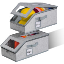 Lot de 2 organisateurs de chapeaux empilables pour casquettes de baseball, capacité de 30 casquettes, fenêtre transparente, cadre robuste, gain de