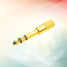 Set da 3 adattatori per cuffie stereo cilindrici dorati a 2 canali per il trasferimento audio.