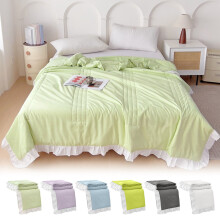 Small AC Quilt – Washed Cotton, Seamless & Super Soft, Washable Gray Throw for Bedroom, Guest Room, Dorm – Compatible with FAJHHA
