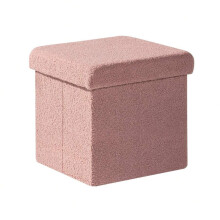 Folding Storage Ottoman Cube – Sherpa Material with Lid, Multi-Functional as Storage Chest & Foot Rest Stool for Living Room/Bedroom/Dorm