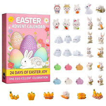 Calendrier de l'Avent 3D décoratif pour Pâques, calendrier de l'Avent avec figurines et 24 jouets surprises, coffret cadeau de Pâques à