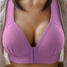 Reggiseno minimizzante taglie forti, senza ferretto, con copertura completa e pannelli laterali, riduce l'aspetto del seno e offre sostegno. Purple36