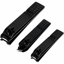 3-Piece Nail Clipper Set, compatible with Sharp Stainless Steel Fingernail & Toenail Clippers, for Thick/Ingrown Nails – Black
