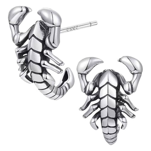 WORGEOUS men ear studs Scorpion Ear Studs Silver 1 Pair 1