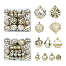 48pcs Christmas Ball Ornaments (1.57"&2.36"), Glitter Line, Gold, for Tree, Wedding, Party, Home Decor