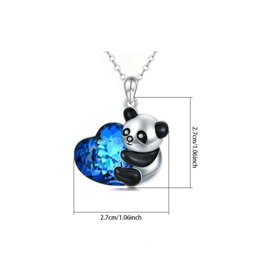 Χαριτωμένο κολιέ μενταγιόν Panda με κρύσταλλο καρδιάς, κοσμήματα ζώων για την ημέρα 2