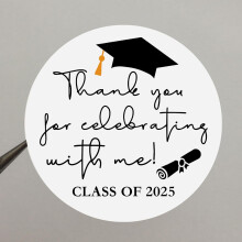 120 adesivos de agradecimento para formatura – Turma de 2025, lembrancinhas, convites, compatíveis com todas as impressoras de etiquetas (preto)