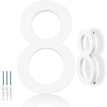 Numéros de maison flottants modernes blancs de 15 cm pour porte d'entrée, rue, appartement – Décoration extérieure haute visibilité