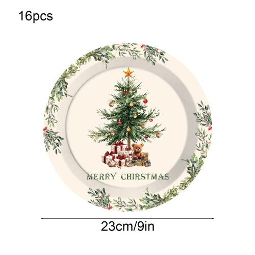 Julgranspapperstallrikar 23 cm och 18 cm 16-pack 2
