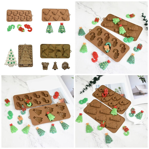 Moules à chocolat en silicone pour Noël, lot de 4 1