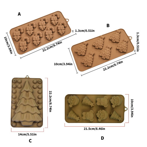 Moules à chocolat en silicone pour Noël, lot de 4 2