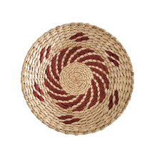 Opruiming! Boho rotan wandmand decoratie – platte ronde rieten macramé wandtapijt, handgemaakte serveerschaal kunst voor slaapkamer/woonkamer