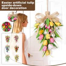 Guirlanda de Páscoa com flores artificiais de 40 cm (16 polegadas)
