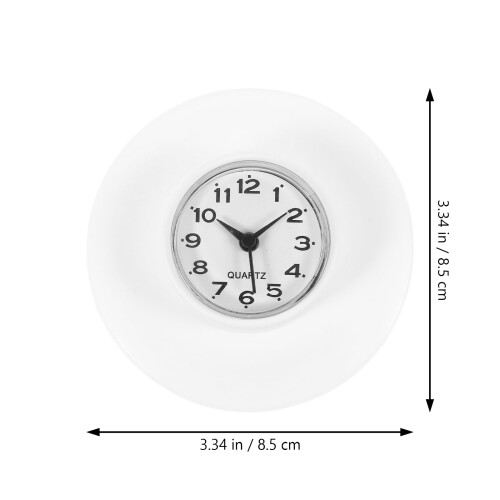 Bathroom Suction Cup Wall Clock White Glass Design 1Set for Bathroom 1