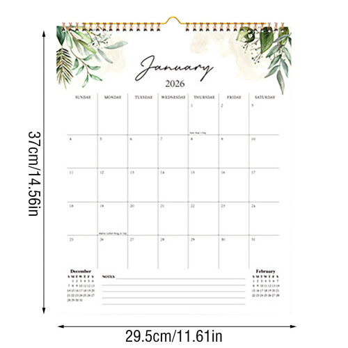 Calendrier mural 2026, reliure spirale double, 29,5 x 36,8 cm 2