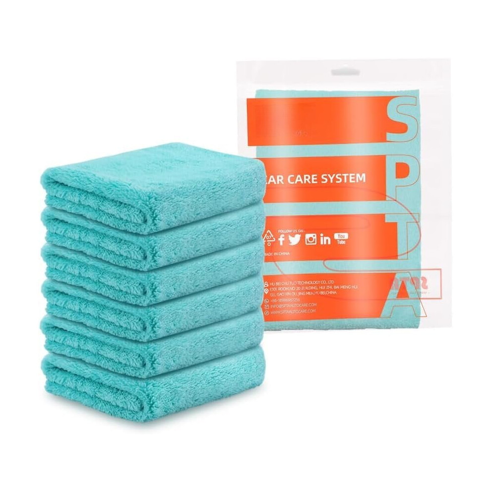 Microfiber Drying Towel Wash Drying Towel, 6 Pack Super Plush Edgeless Wash Towels For Auto Detailing, 16.1X17.7 In, 420Gsm, Teal -Mt039 Blue 9071309925579