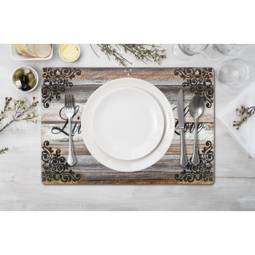 Set van 4 vinyl placemats – rechthoekig, antislip, bruin 1