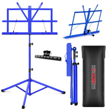 Music Stand Adjustable Desktop Book Stands Portable Sheet Holder All Metal Foldable Bookstand - MUS FLD BLU