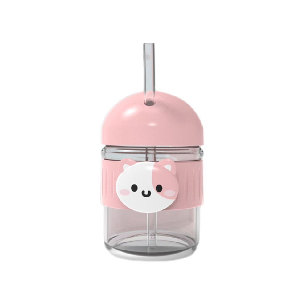 Pink Kids Leak-Proof Tumbler with Straw Lid, Cartoon Cat Design, Portable Thickened Cup for Juice/Water – 5.43x3.19x3.19 in