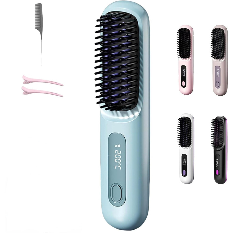 2 in 1 for Straightening and 2026 New Rechargeable Travel Hair Straightener Comb, 3 Temperature Settings