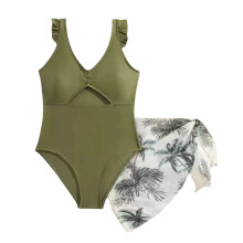 Mädchen-Badeanzug mit Rock und Bikini-Oberteil, geblümt, Rüschenbesatz, Strand- und Poolbademode für Teenager und Jugendliche, Kinderbadeanzüge,