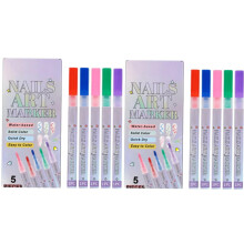 5 Colors Nail Art Pens Set, Nail Art Markers Polish Pen for 3D Nail Art, Drawing Painting Liner Brush for DIY Nail Art Beauty Adorn Manicure Tool