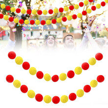 2 Meter lange Regenbogen-Pompon-Girlande – 30 Filzkugeln, Wand-/Baum-/Partydekoration (E-Stil), geeignet für Weihnachten und Geburtstage