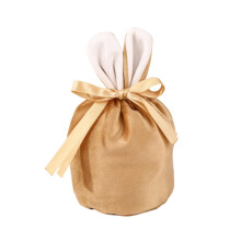 Easter Bunny Velvet Drawstring Gift Bag – Small Bunny Ear Candy Bag for Easter, Wedding, Birthday, Shower, New Year – Compatible with Champagne