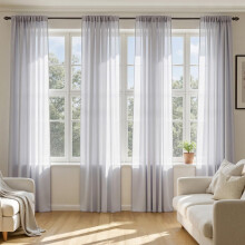Rideaux voilages gris lilas 42 x 63 po, paquet de 4