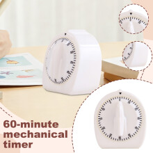 60-Min Wind-Up Timer, Visual Mechanical Countdown with Loud Alarm – Compatible with Classrooms, Homes, Study & Cooking (White, 3.15")