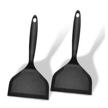 Spatule en silicone pour retourner les crêpes, retourner les œufs et les gâteaux. Noire, lot de 2. Idéale pour les gâteaux, les œufs, les