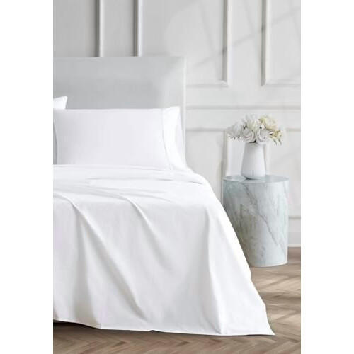 Set de cearșafuri Queen – 100% percale de bumbac cu fire lungi, 4 piese