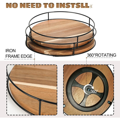 Πακέτο 2 πικάπ Lazy Susan από ξύλο ακακίας 9" & 10" 2