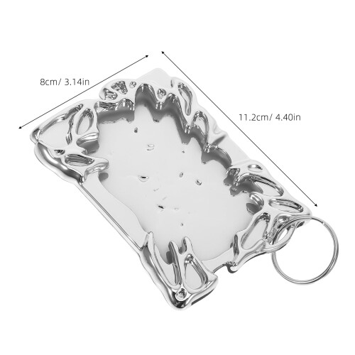 OULII 2Pcs Electroplated Plastic Silver Photocard Frame Keychain Irregular Shape Small Picture Frame 1
